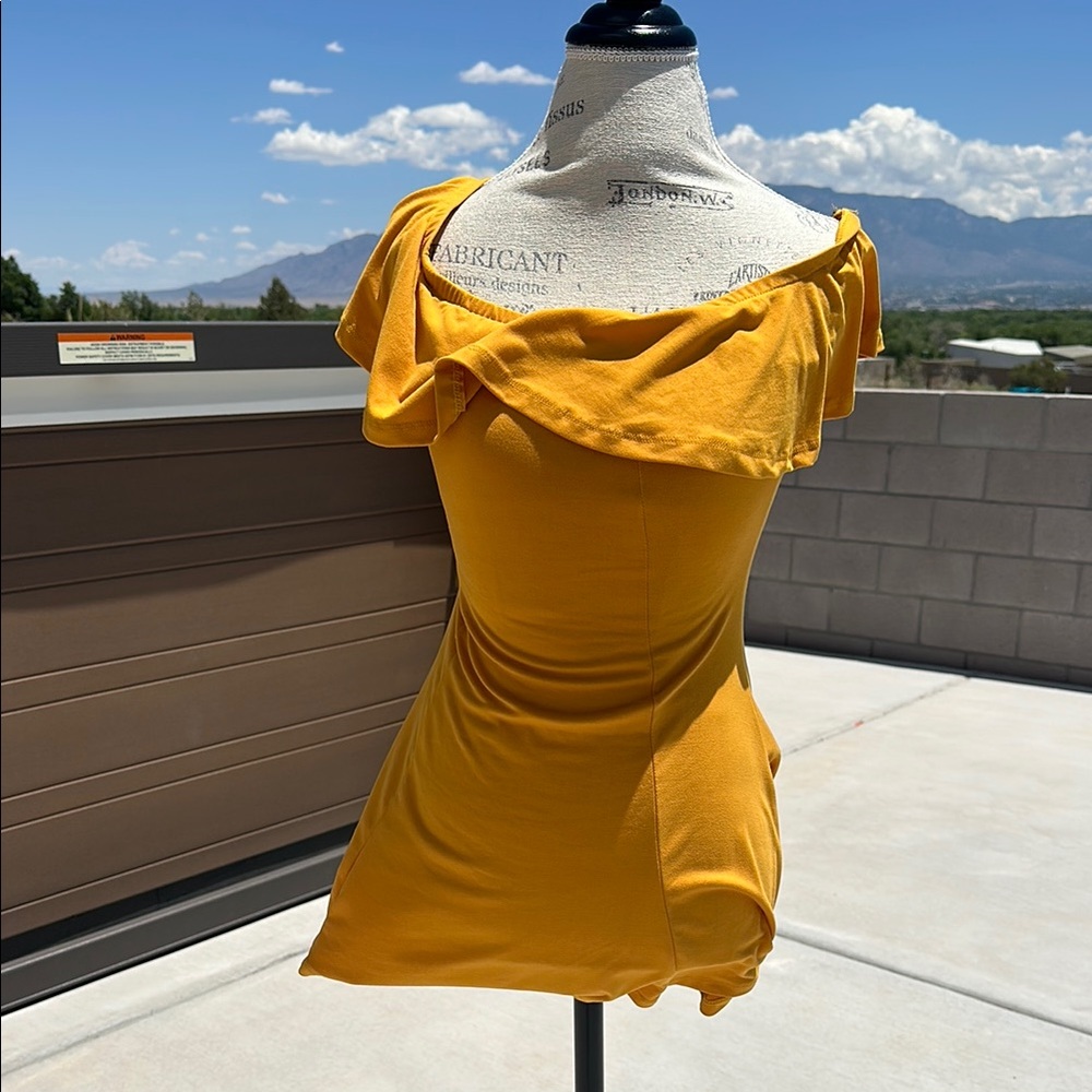 Yellow Ruched Off-Shoulder Mini Dress